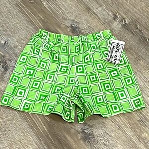 NEW TRUE VINTAGE 90's DEADSTOCK KIDS RETRO GEOMETRIC PRINT STRETCH SHORTS